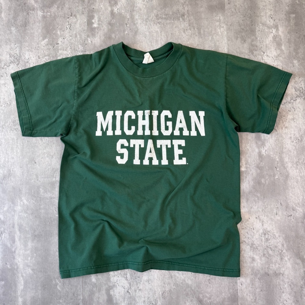 Vintage Michigan State Spartans T-Shirt Mens M Green NCAA USA Cotton Exchange